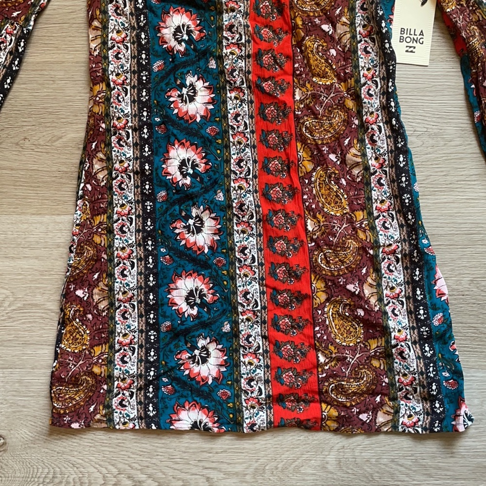 NWT Billabong Peasant Bohemian BOHO Open back patterned floral dress Small - Picture 8 of 9